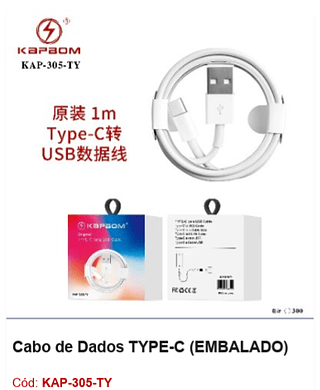 Cabo de Dados TYPE-C R$ 2,43 PCS/cx:300
