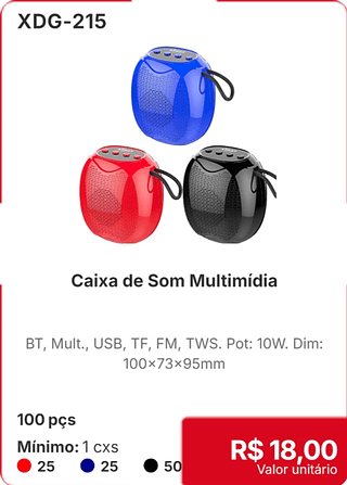 Caixa de Som Multimídia 100 pçs R$ 18.00