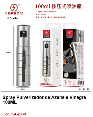 Spray Pulverizador de Azeite e Vinagre 100ML R$ 9,9 PCS/cx: 100