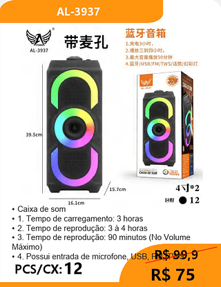Caixa de som PCS/CX:12 R$75