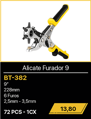 Alicate Furador 9 72PCS R$13,80