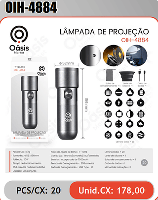 LAMPADA DE PROJECAO PCS/CX: 20 Unid.CX: 178,00