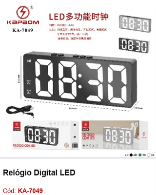 Relógio Digital LED R$18 PCS/CX:100