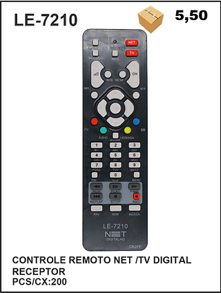 CONTROLE REMOTO NET /TV DIGITAL RECEPTOR 200pç=5,5$