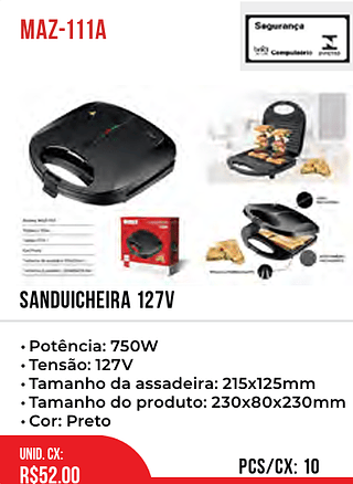 Sanduicheira 127v 10pç=52$