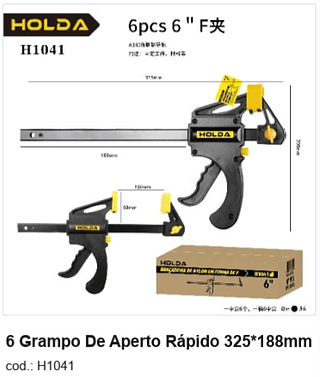 6 Grampo De Aperto Rápido 325*188mm R$ 13,95 PC/CX:36