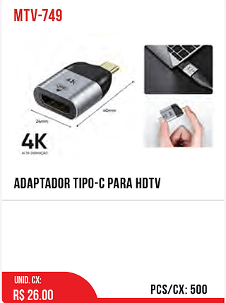 ADAPTADOR TIPO-C PARA HDTV 500pç=26$