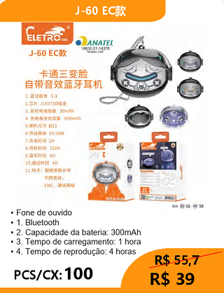 FONE BLUETOOTH PCS/CX:100 R$39