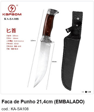 Faca de Punho 21,4cm R$ 34,2 PC/CX:60