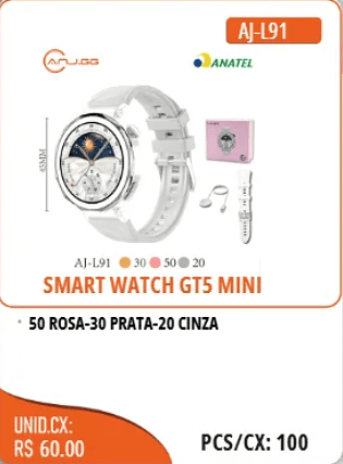 SMART WATCH GT5 MINI UNID.CX: RS 60.00 PCS/CX:100