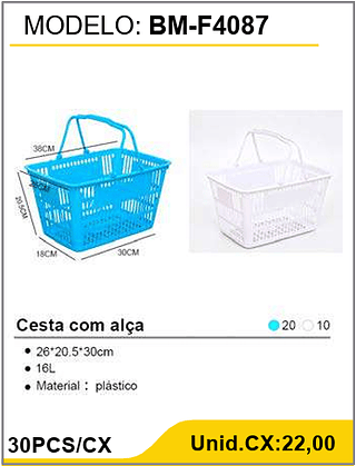 Cesta com alça 30PCS/CX Unid.CX:22,00