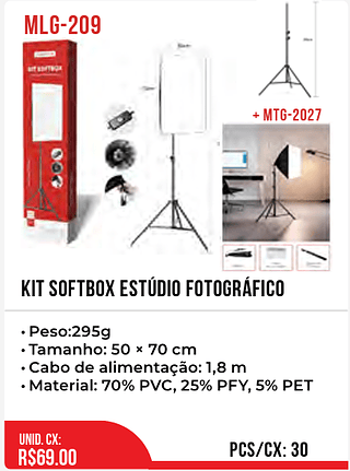 KIT SOFTBOX ESTÚDIO FOTOGRÁFICO 30pç=69$