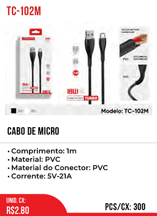 Cabo de micro 300pç=2,8$