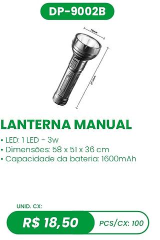 LANTERNA MANUAL 100PÇ=18,5$