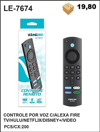 CONTROLE POR VOZ C/ALEXA FIRE TV/HULU/NETFLIX/DISNEY+/VIDEO 200PÇ=19,8$
