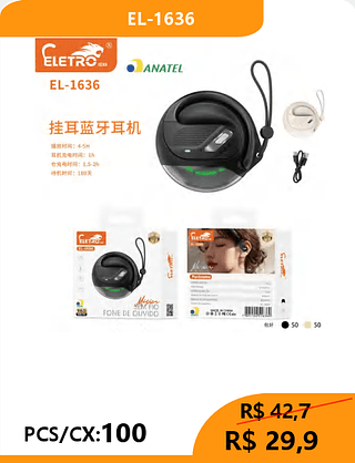 FONE BLUETOOTH PCS/CX:100 R$29,9