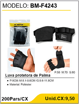 Luva protetora de Palma 200Pars/CX Unid.CX:9,50