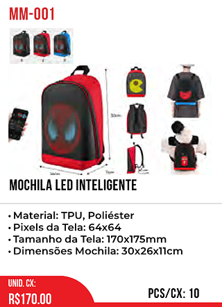 Mochila Led Inteligente 10pç=170$