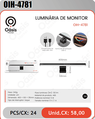 LUMINARIA DE MONITOR PCS/CX: 24 Unid.CX: 58,00