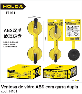 Ventosa de vidro ABS com garra dupla R$ 24,3 PC/CX16