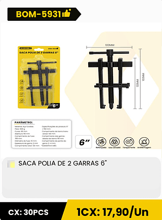 SACA POLIA DE 2 GARRAS 6" CX: 30PCS 1CX: 17,90/Un