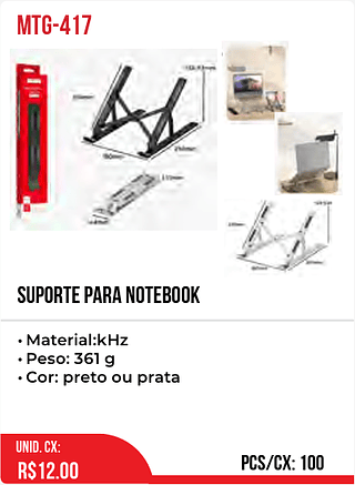 SUPORTE PARA NOTEBOOK 100pç=12$