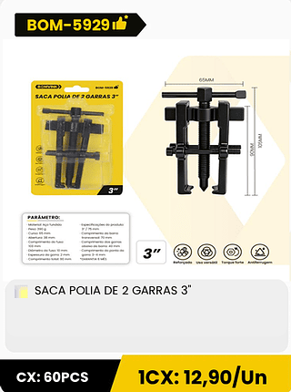 SACA POLIA DE 2 GARRAS 3" CX: 60PCS 1CX: 12,90/Un