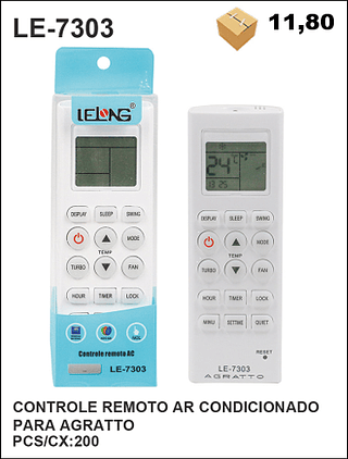 CONTROLE REMOTO AR CONDICIONADO PARA AGRATTO 200PÇ=11,8$