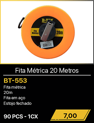 Fita Métrica 20 Metros 90PCS R$7,00