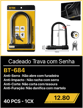 Cadeado Trava com Senha 40PCS R$12.80