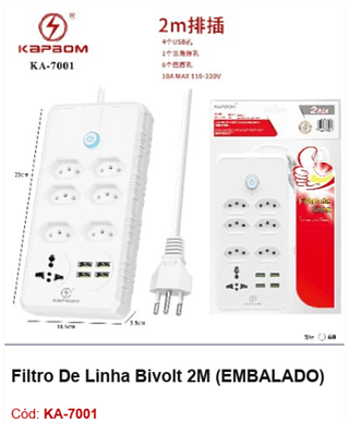 Filtro De Linha Bivolt 2M R$ 27 PCS/cx:60