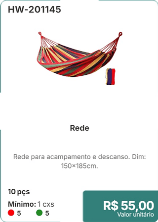 Rede 10 pçs R$ 55.00
