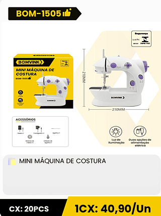 MINI MÁQUINA DE COSTURA CX: 20PCS 1CX: 40,90/Un
