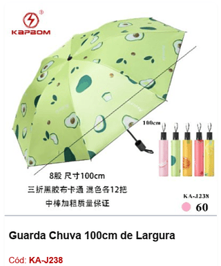 Guarda Chuva 100cm de Largura R$ 10,8 PCS/CX: 60
