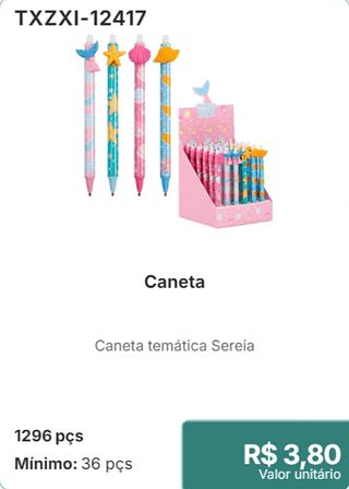 Caneta 1296 pçs R$ 3.80