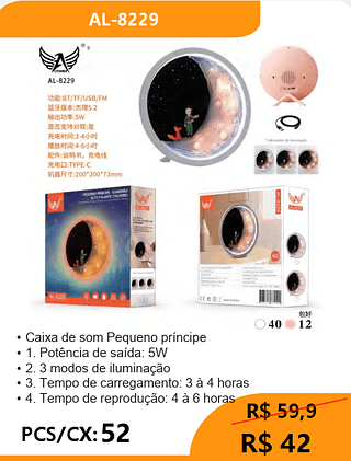 Caixa de som Pequeno príncipe PCS/CX:52 R$42