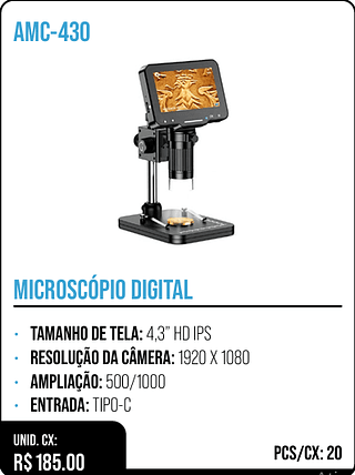 MICROSCÓPIO DIGITAL UNID. CX: R$ 185.00 PCS/CX: 20