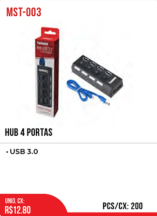 HUB 4 PORTAS 200pç=12,8$