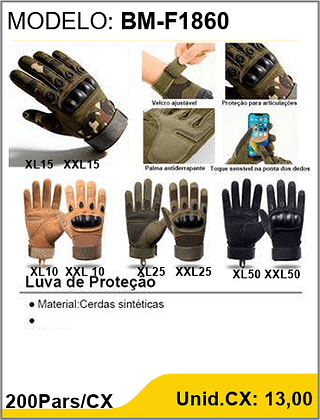 Luva de Proteçao 200Pars/CX Unid.CX: 13,00