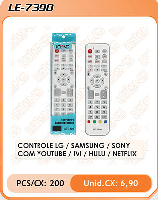CONTROLE LG / SAMSUNG / SONY COM YOUTUBE / IVI / HULU / NETFLIX 200PÇ=6,9$