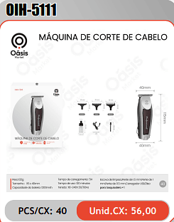 MAQUINA DE CORTE DE CABELO PCS/CX: 40 Unid.CX: 56,00