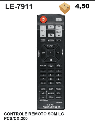 CONTROLE REMOTO SOM LG 200PÇ=4,5$