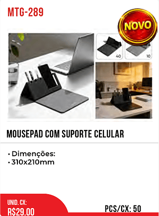 Mousepad Com Suporte Celular 50pç=29$