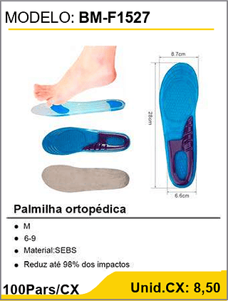 Palmilha ortopédica 100Pars/CX Unid.CX: 8,50