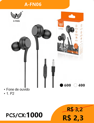 Fone De Ouvido PCS/CX:1000 R$2,3