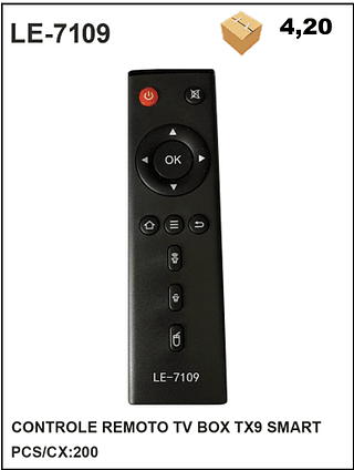 CONTROLE REMOTO TV BOX TX9 SMART 200pç=4,2$