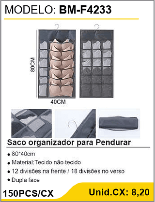 Saco organizador para Pendurar 150PCS/CX Unid.CX: 8,20