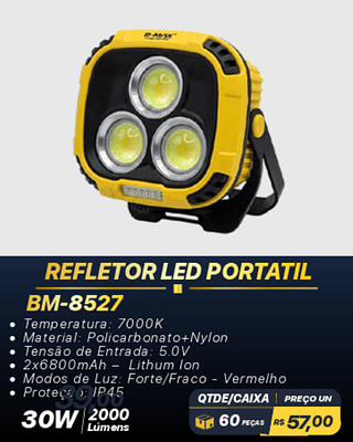 REFLETOR LED PORTATIL 60PÇS R$57,00