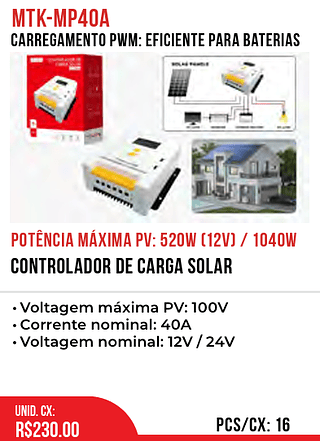 Controlador De Carga Solar 16pç=230$