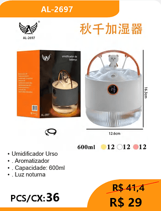 Umidificador Urso PCS/CX:36 R$ 29